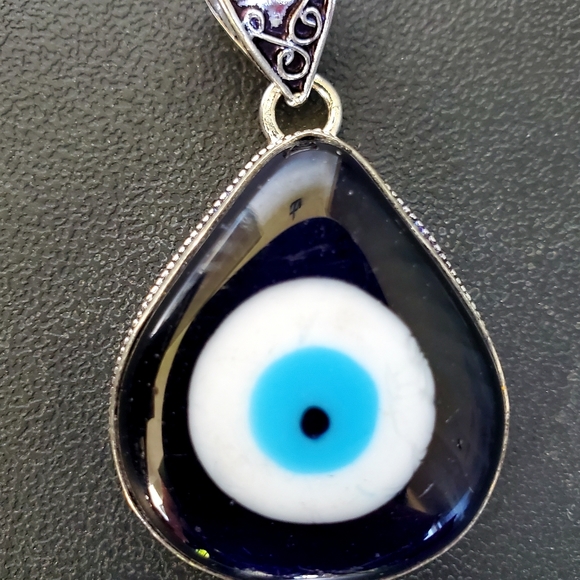 New Blue Evil Eye Antique Design 925 Silver Pendant. - Picture 15 of 15